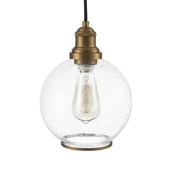 1-Light Corded Seeded Glass Globe Kitchen Pendant Light