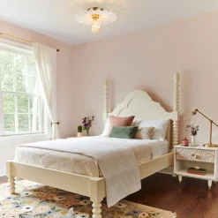 1-Light Creamy Ceramic Shade Semi Flush Mount
