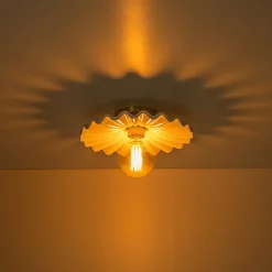 1-Light Creamy Ceramic Shade Semi Flush Mount