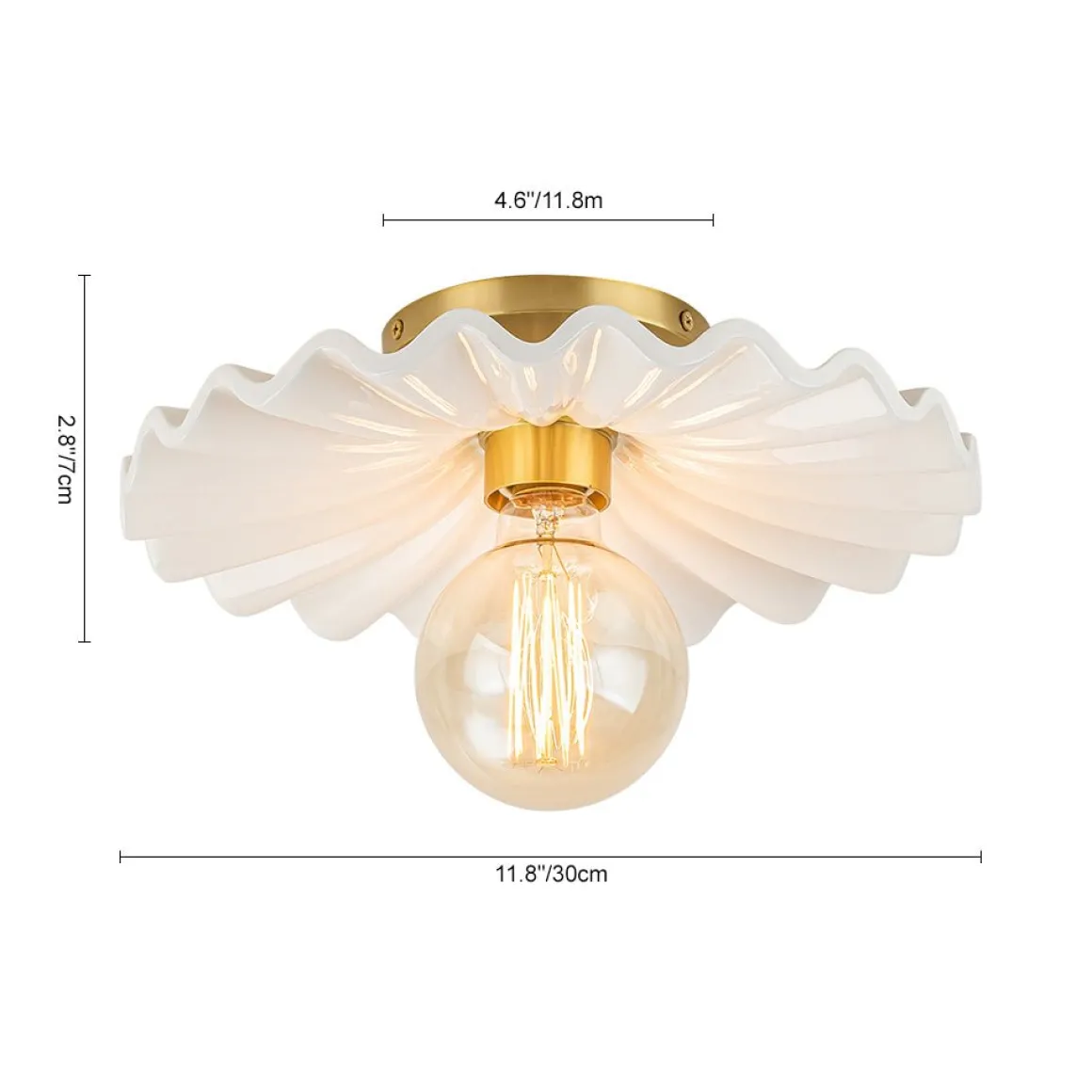 1-Light Creamy Ceramic Shade Semi Flush Mount