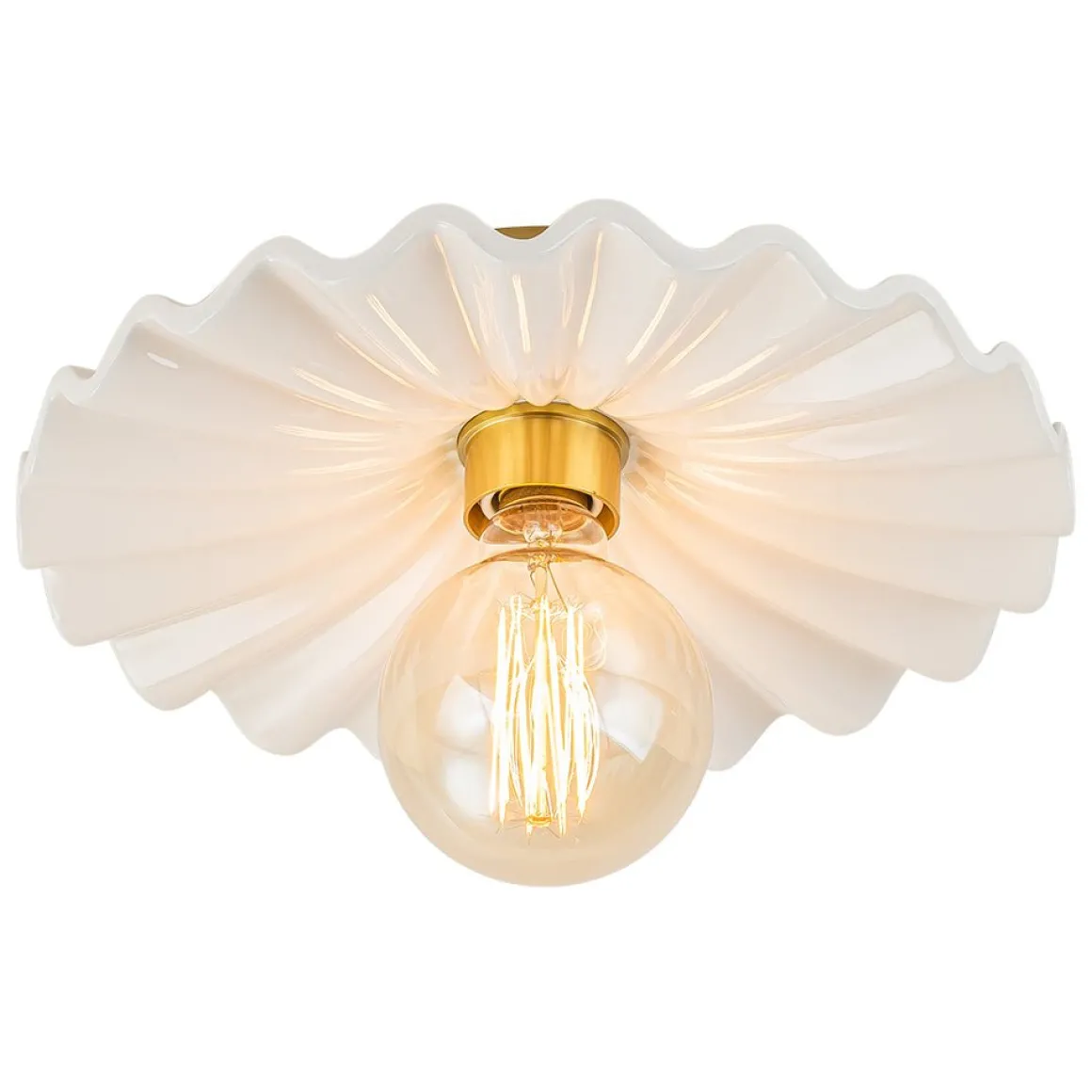 1-Light Creamy Ceramic Shade Semi Flush Mount