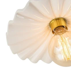 1-Light Creamy Ceramic Shade Semi Flush Mount