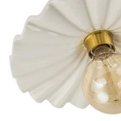 1-Light Creamy Ceramic Shade Semi Flush Mount