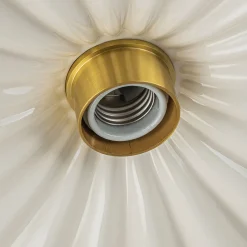 1-Light Creamy Ceramic Shade Semi Flush Mount