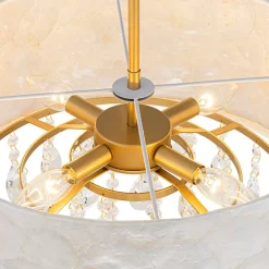 4-Light Crystal Accented Capiz Shell Drum Lantern Pendant