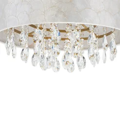 4-Light Crystal Accented Capiz Shell Drum Lantern Pendant