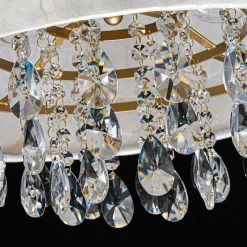 4-Light Crystal Accented Capiz Shell Drum Lantern Pendant