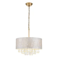 4-Light Crystal Accented Capiz Shell Drum Lantern Pendant