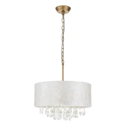 4-Light Crystal Accented Capiz Shell Drum Lantern Pendant