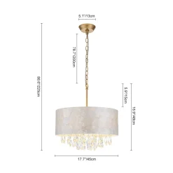 4-Light Crystal Accented Capiz Shell Drum Lantern Pendant