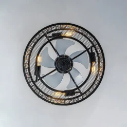 4-Light Crystal Accented Drum Cage Ceiling Fan Light