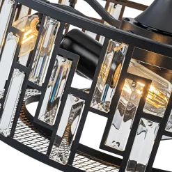 4-Light Crystal Accented Drum Cage Ceiling Fan Light