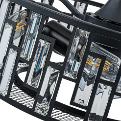 4-Light Crystal Accented Drum Cage Ceiling Fan Light