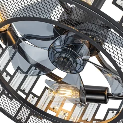 4-Light Crystal Accented Drum Cage Ceiling Fan Light