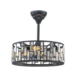 4-Light Crystal Accented Drum Cage Ceiling Fan Light