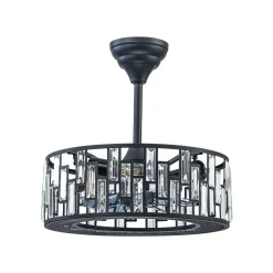 4-Light Crystal Accented Drum Cage Ceiling Fan Light
