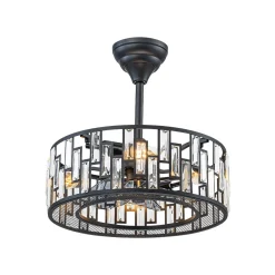 4-Light Crystal Accented Drum Cage Ceiling Fan Light
