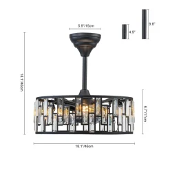 4-Light Crystal Accented Drum Cage Ceiling Fan Light