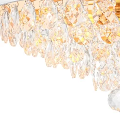 4-Light Crystal Accented White Fabric Drum Cage Chandelier