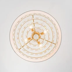 4-Light Crystal Accented White Fabric Drum Cage Chandelier