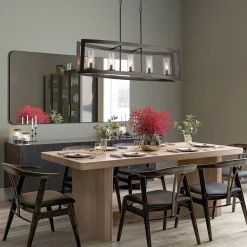5-Light Curved Rectangle Frame Island Chandelier