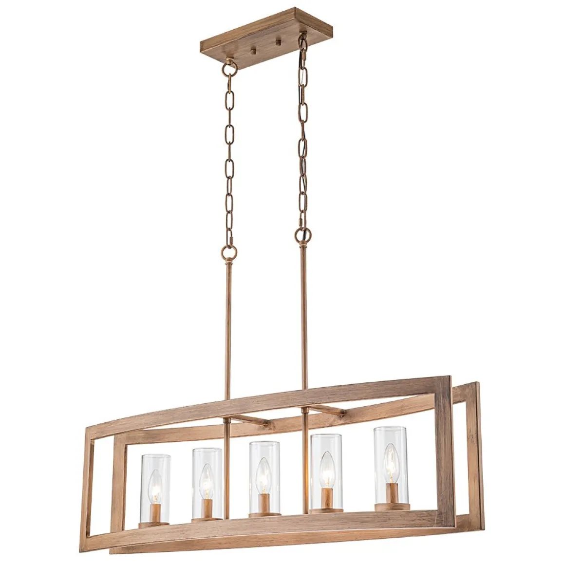 5-Light Curved Rectangle Frame Island Chandelier