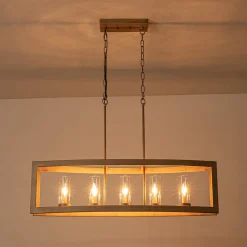 5-Light Curved Rectangle Frame Island Chandelier