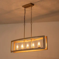 5-Light Curved Rectangle Frame Island Chandelier
