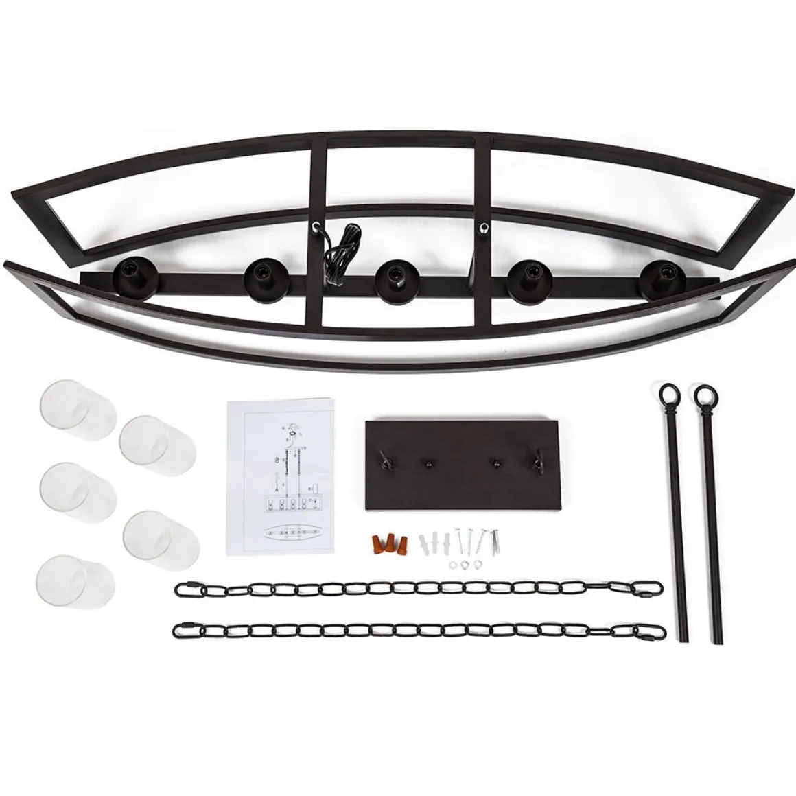 5-Light Curved Rectangle Frame Island Chandelier