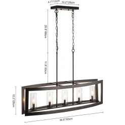 5-Light Curved Rectangle Frame Island Chandelier