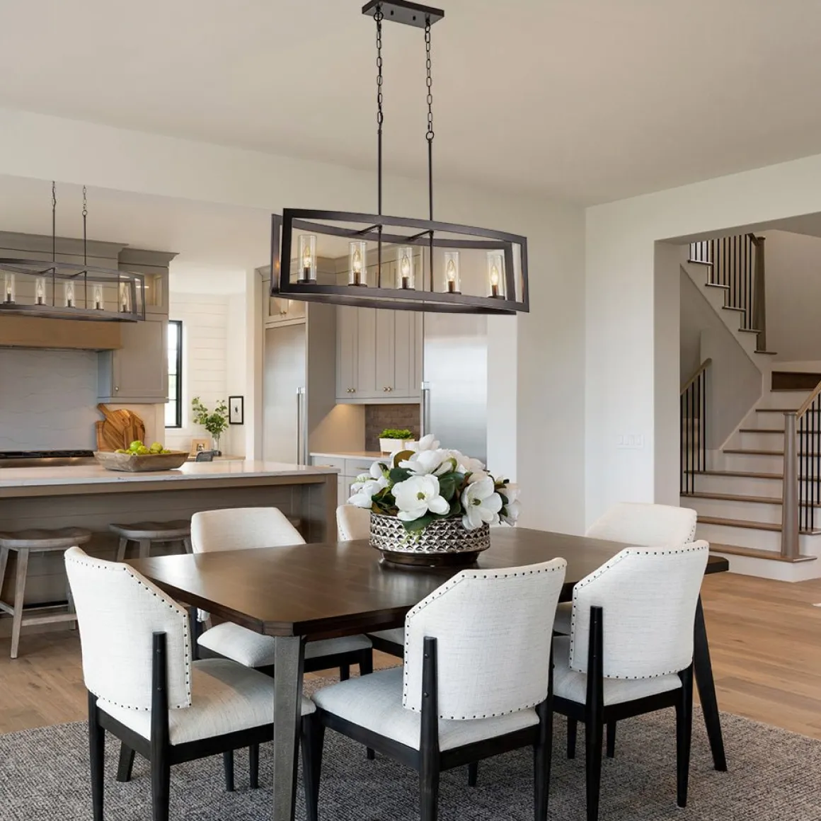 5-Light Curved Rectangle Frame Island Chandelier
