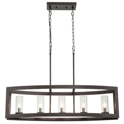5-Light Curved Rectangle Frame Island Chandelier