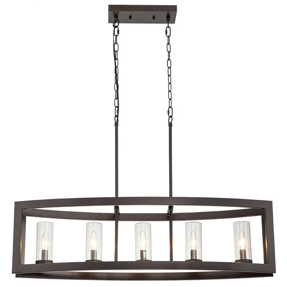 5-Light Curved Rectangle Frame Island Chandelier