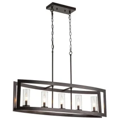 5-Light Curved Rectangle Frame Island Chandelier