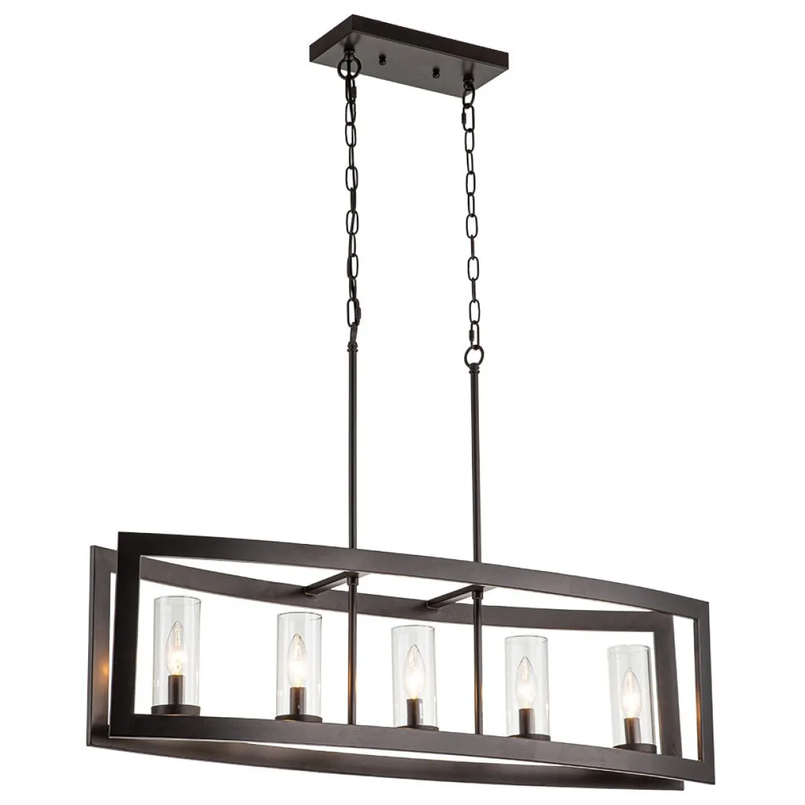 5-Light Curved Rectangle Frame Island Chandelier
