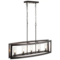 5-Light Curved Rectangle Frame Island Chandelier