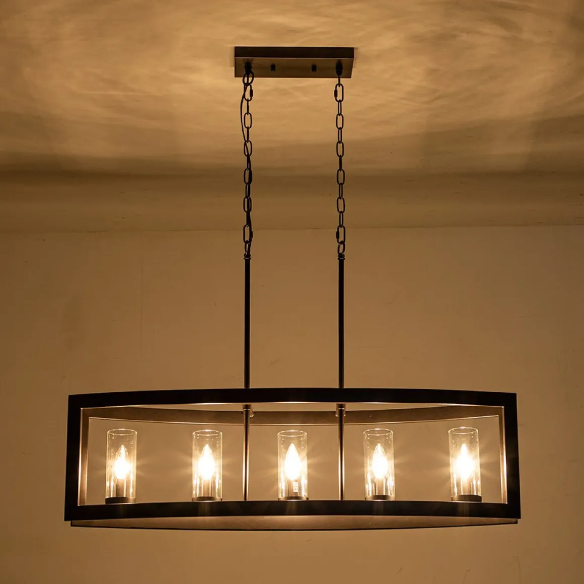 5-Light Curved Rectangle Frame Island Chandelier