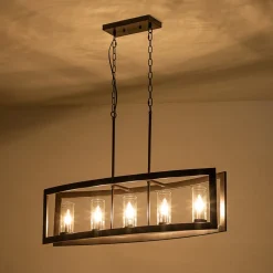 5-Light Curved Rectangle Frame Island Chandelier