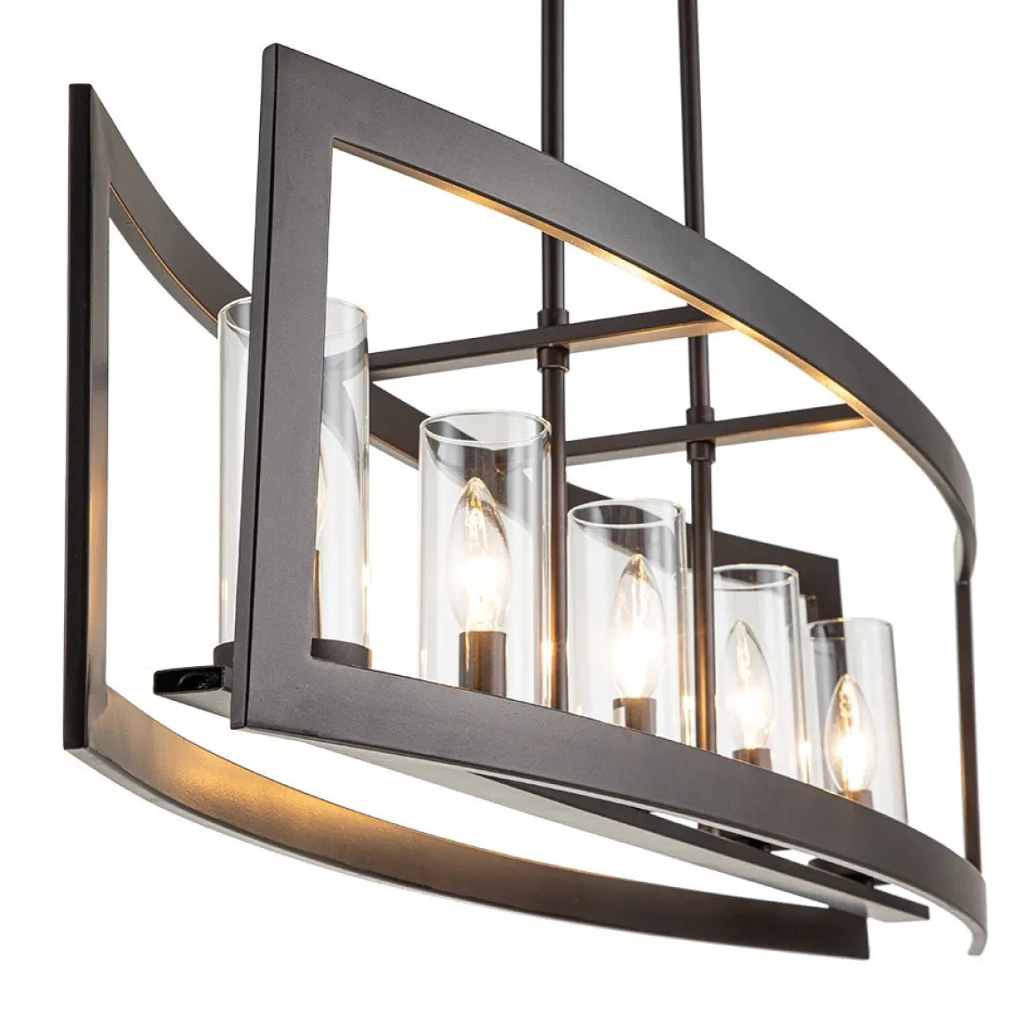 5-Light Curved Rectangle Frame Island Chandelier