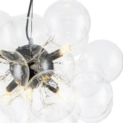 6-Light Dimmable Brass Cluster Clear Glass Bubble Sphere Chandelier