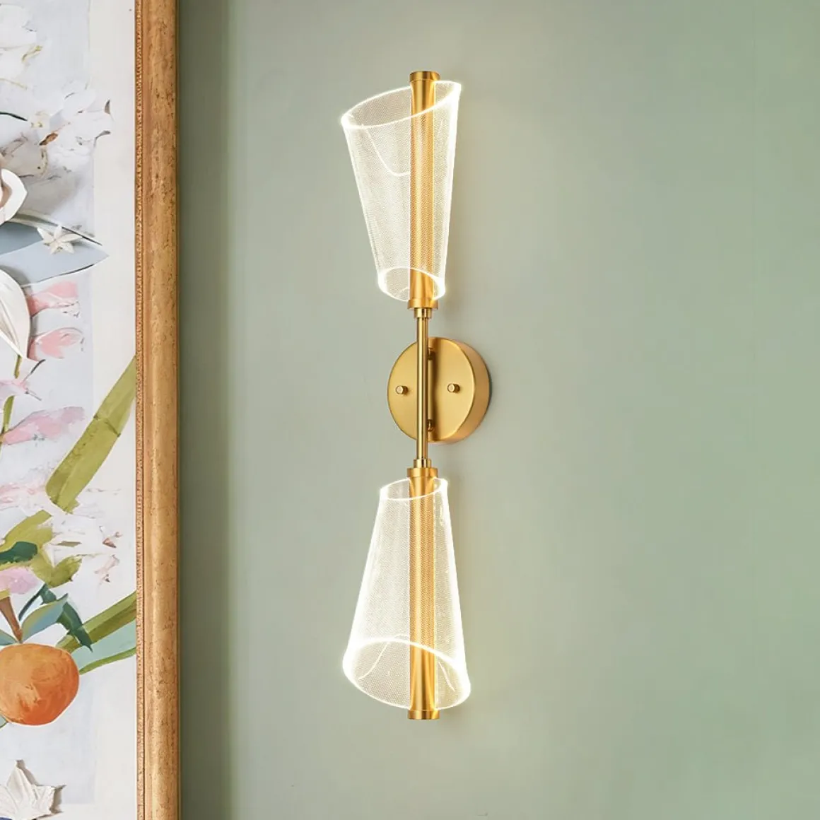 2-Light Dimmable LED Up Down Conical Vanity Wall Sconce