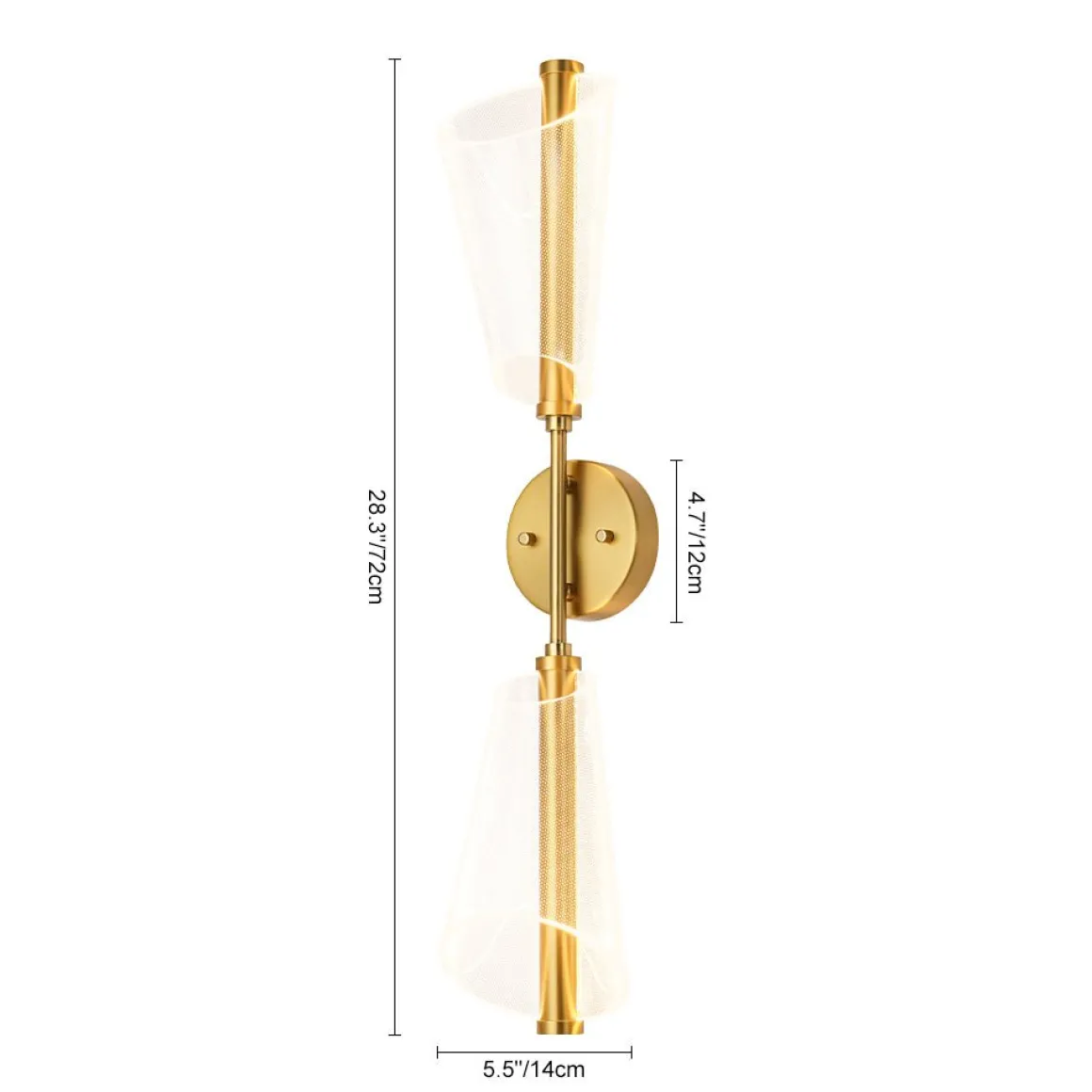 2-Light Dimmable LED Up Down Conical Vanity Wall Sconce