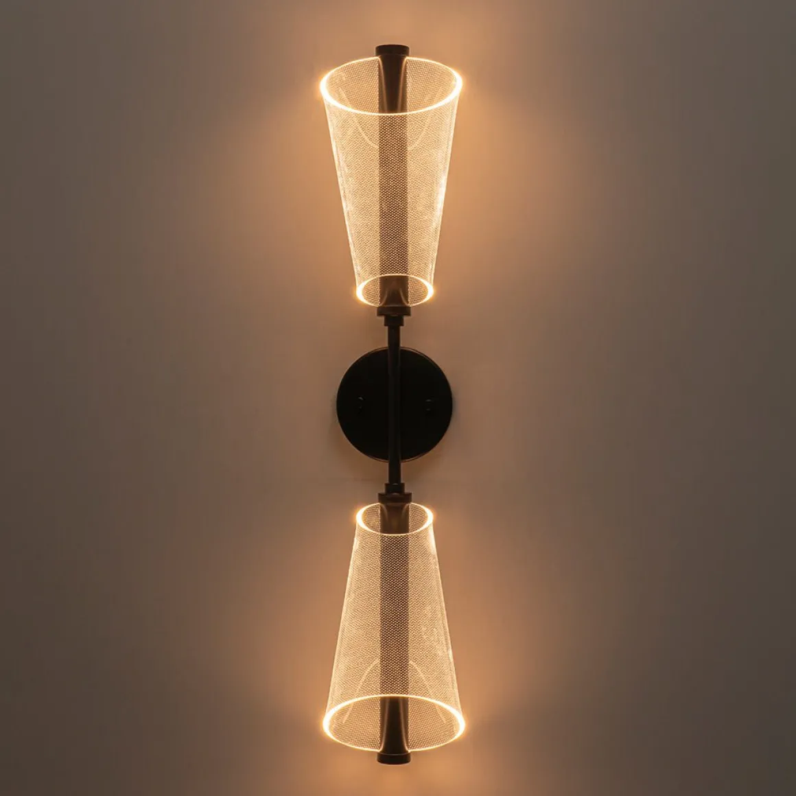 2-Light Dimmable LED Up Down Conical Vanity Wall Sconce
