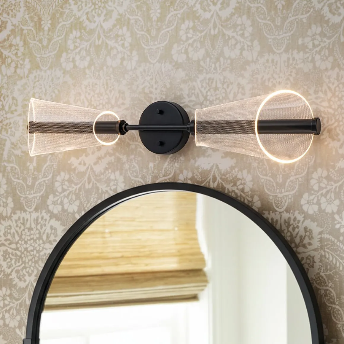 2-Light Dimmable LED Up Down Conical Vanity Wall Sconce