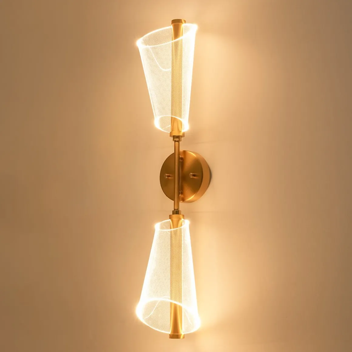 2-Light Dimmable LED Up Down Conical Vanity Wall Sconce