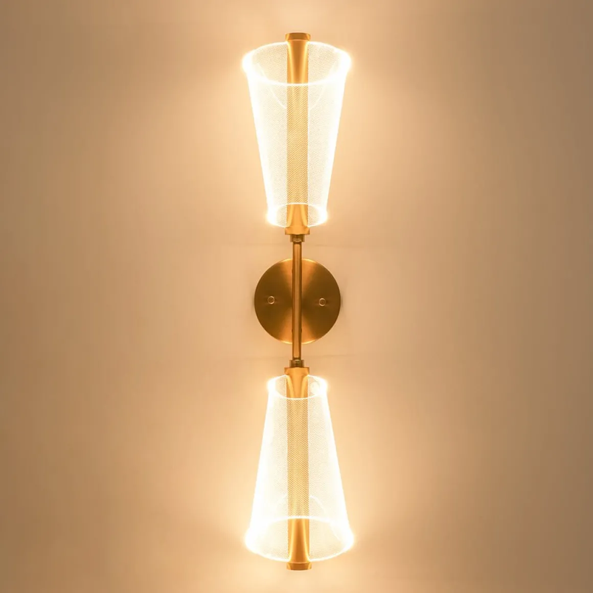 2-Light Dimmable LED Up Down Conical Vanity Wall Sconce