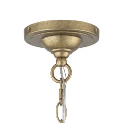 4-Light Distressed Gold White Linen Drum Lantern Pendant