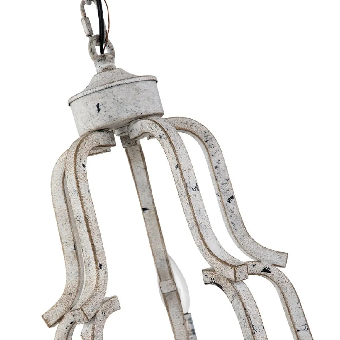 5-Light Distressed White Shabby Chic Candle Style Chandelier
