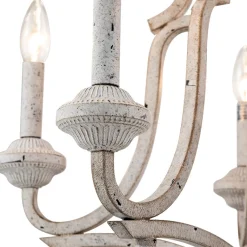 5-Light Distressed White Shabby Chic Candle Style Chandelier
