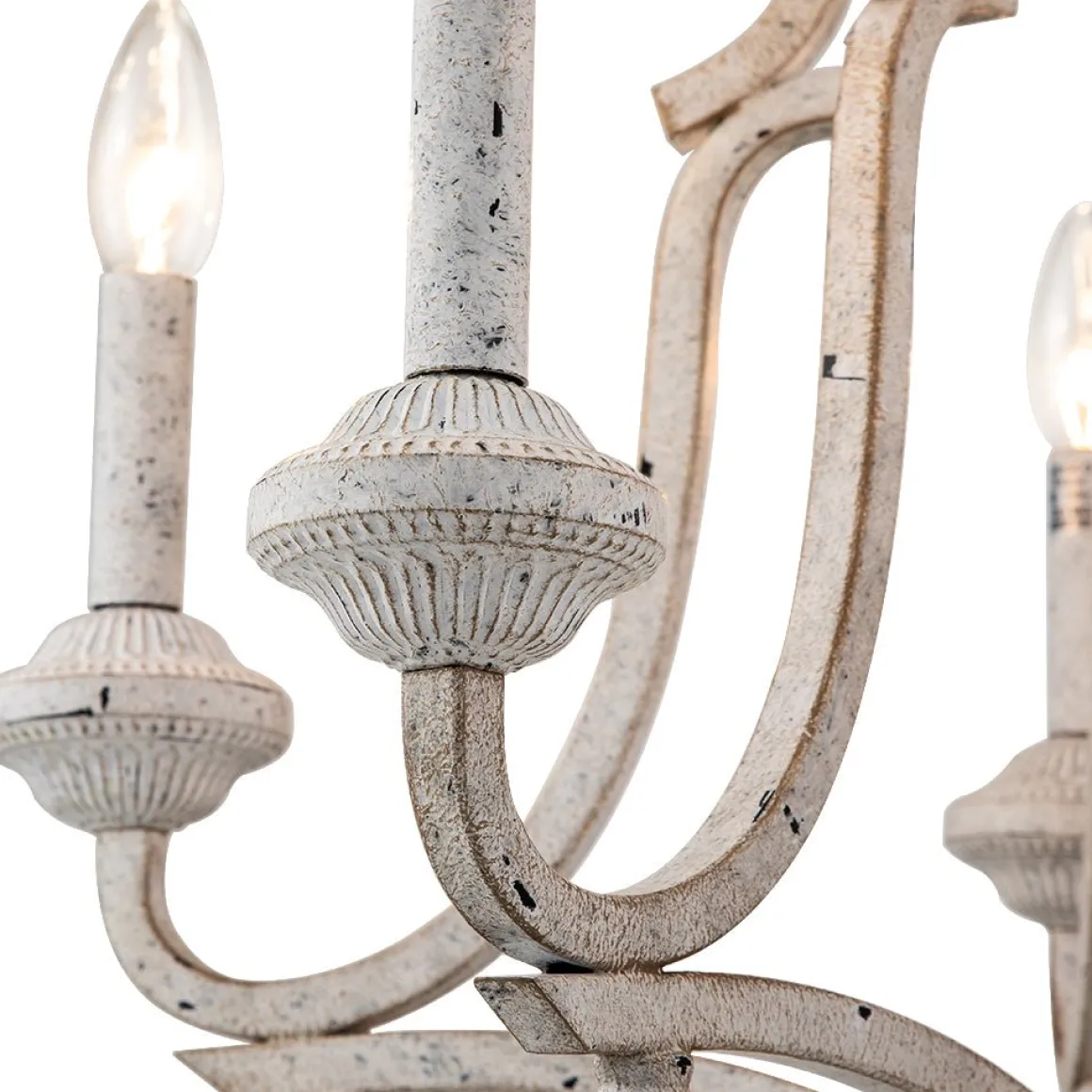 5-Light Distressed White Shabby Chic Candle Style Chandelier